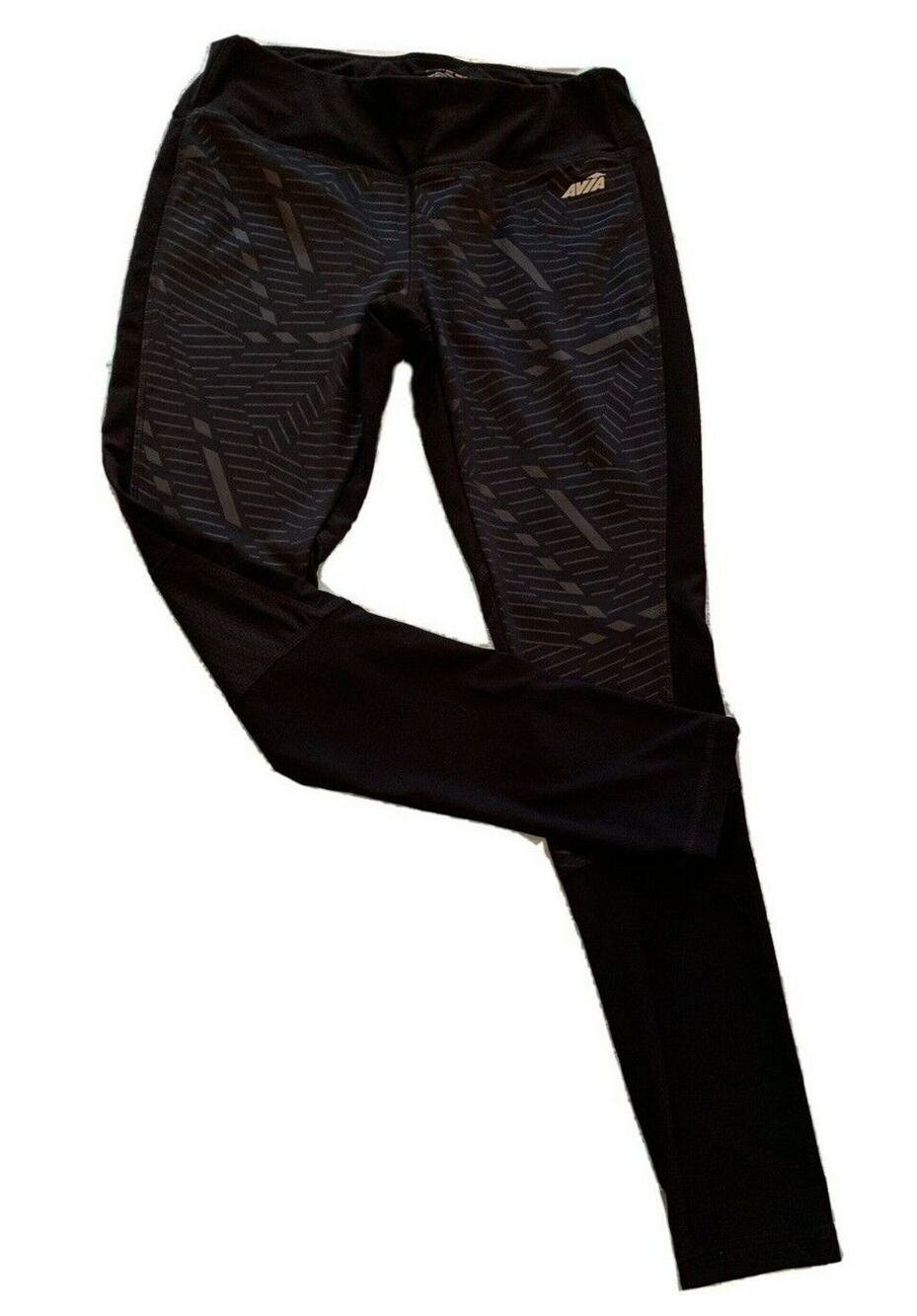 Small Avia Women's Black With Pattern Ankle Length 28" Inseam Activewear Legging